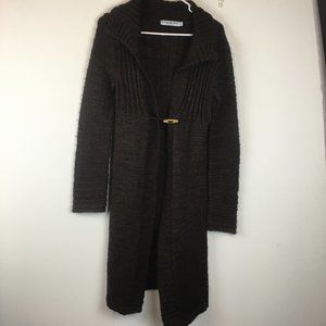 Cotton Emporium Brown Open Front Sweater Long xs